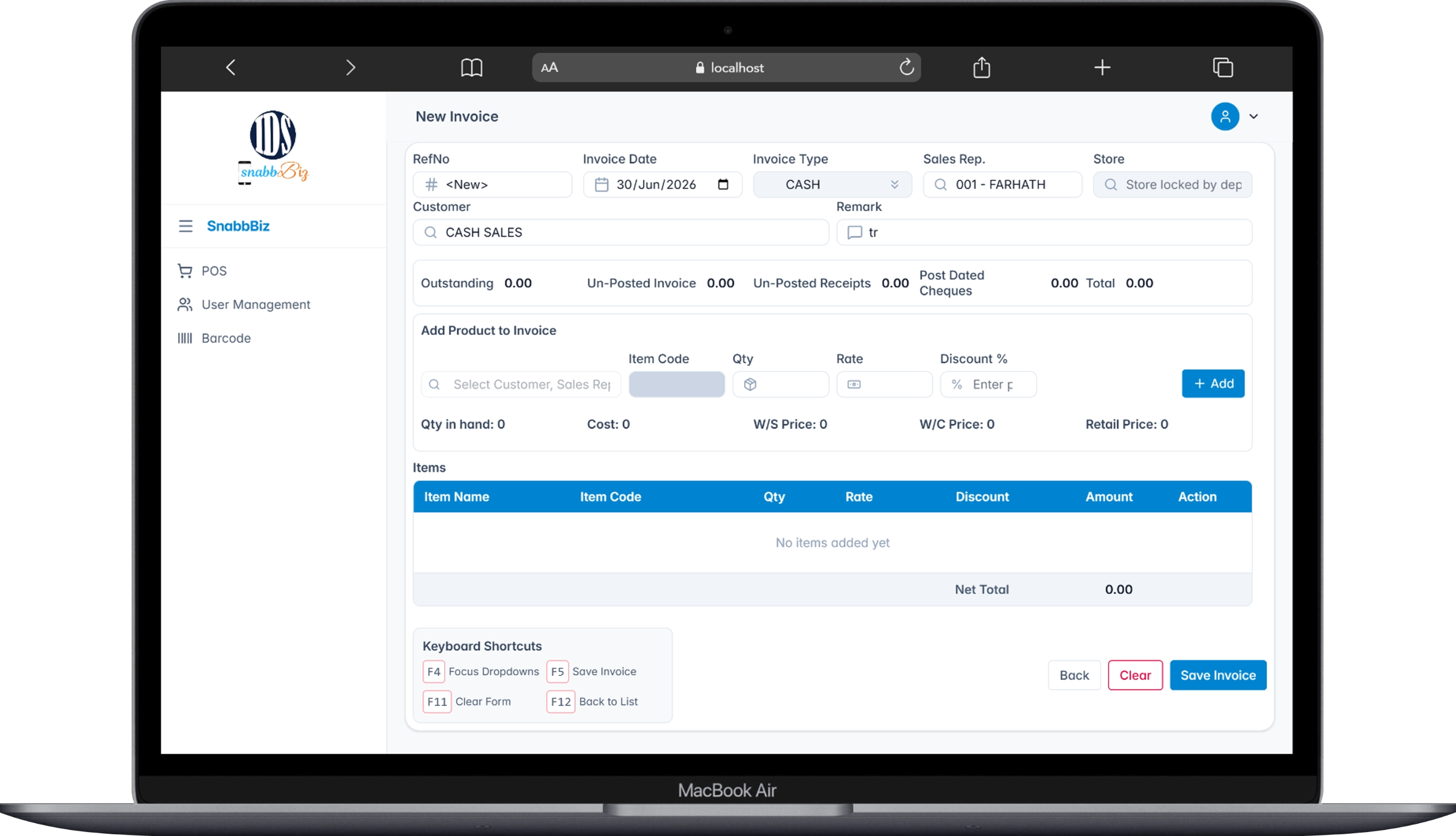 SnabbBizPOS System
